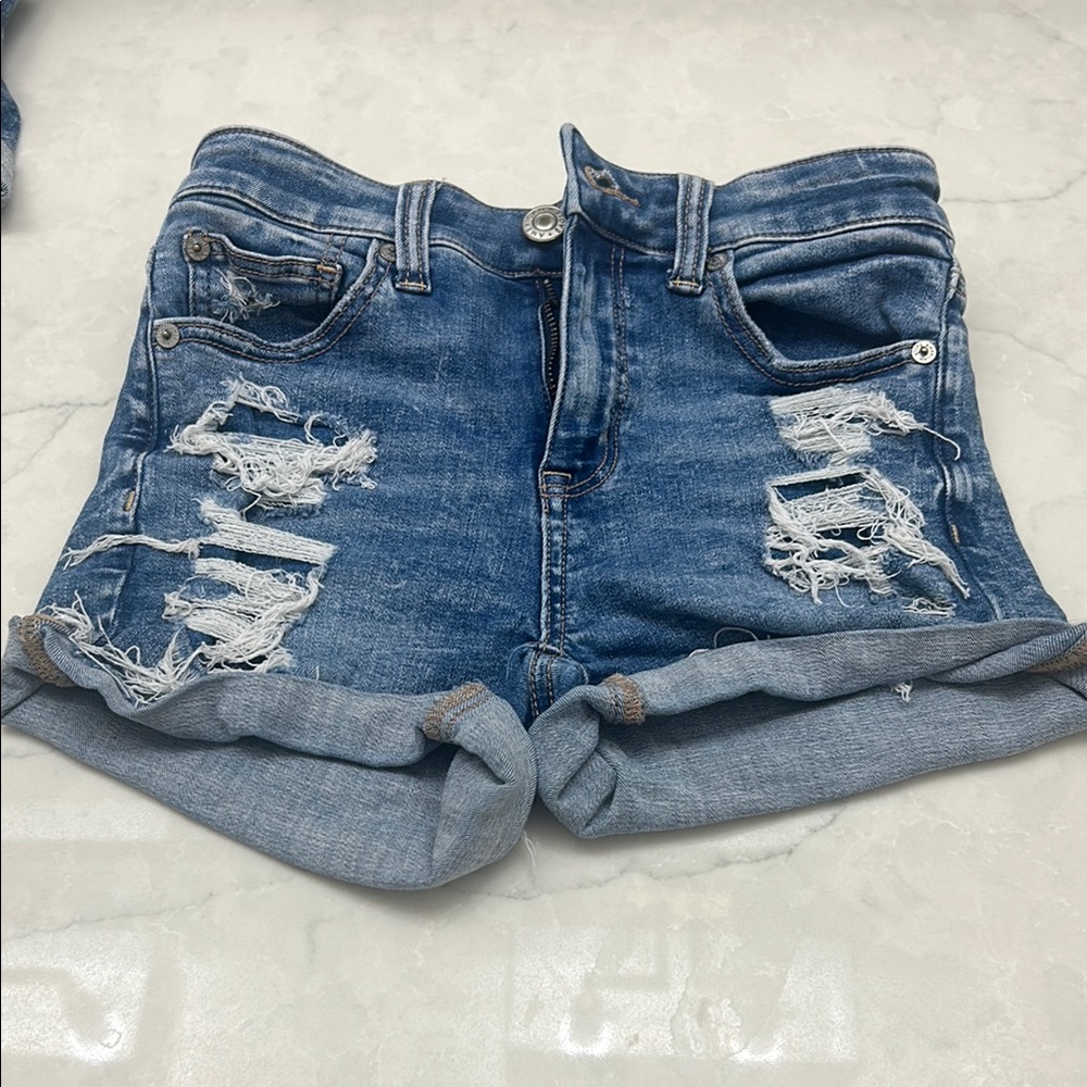 American Eagle Distressed Blue Denim Shorts